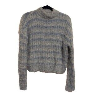 Candie's Junior Girls Wear Large Fuzzy Crop Sweater Blue Long Sleeve Soft Comfy